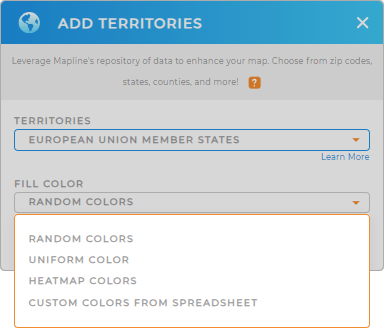 Color-code your European Union Members territory map in seconds