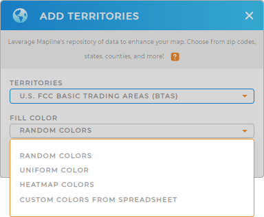 Color-code your FCC Basic Trading Areas territory map in seconds