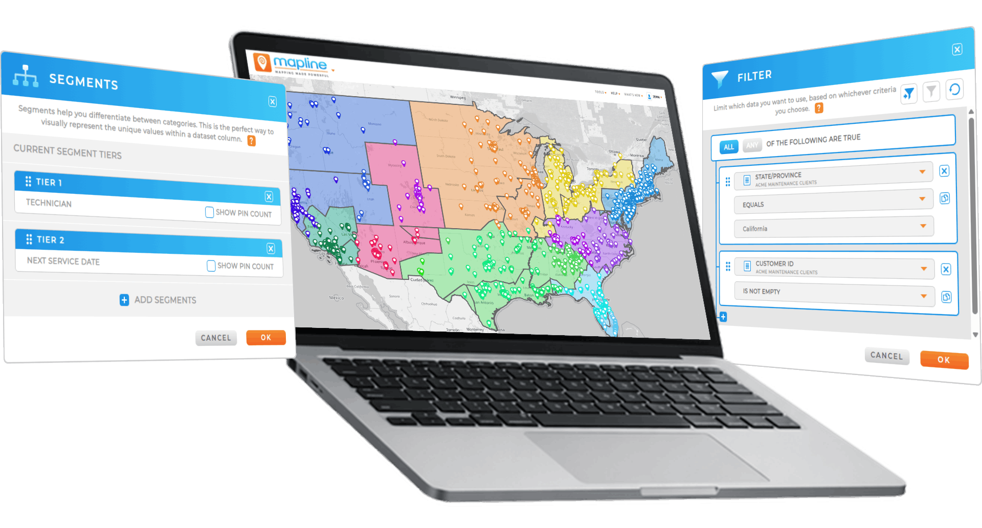 Filter and segment your locations in Mapline's maps