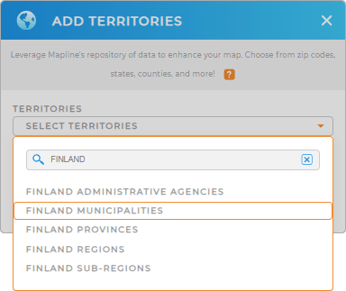 Add Finland municipalities to your map in Mapline