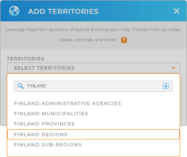 Add Finland regions to your map in Mapline