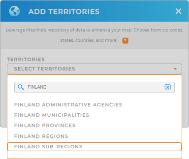 Add Finland subregions to your map in Mapline
