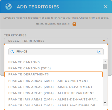 Add France departments to your map in Mapline