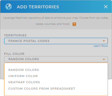 Color-code your France postal codes map in seconds