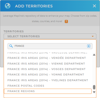 Add France regions to your map in Mapline