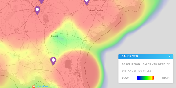 Heat Map of Sales with Warehouses