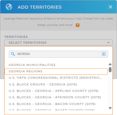 Add Georgia regions to your map in Mapline