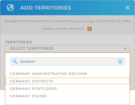 Add Germany districts to your map in Mapline