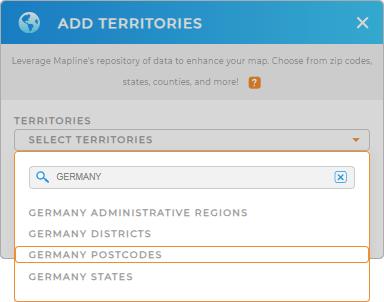 Add Germany Postcodes to your map in Mapline