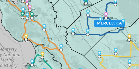 A Map with Route, Pin, and Territory Layers