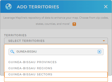 Add Guinea-Bissau sectors to your map in Mapline