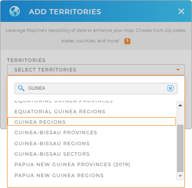 Add Guinea regions to your map in Mapline