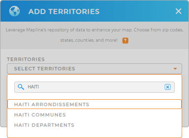 Add Haiti Arrondissements to your map in Mapline