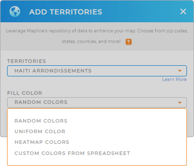 Color-code your Haiti Arrondissements territory map in seconds