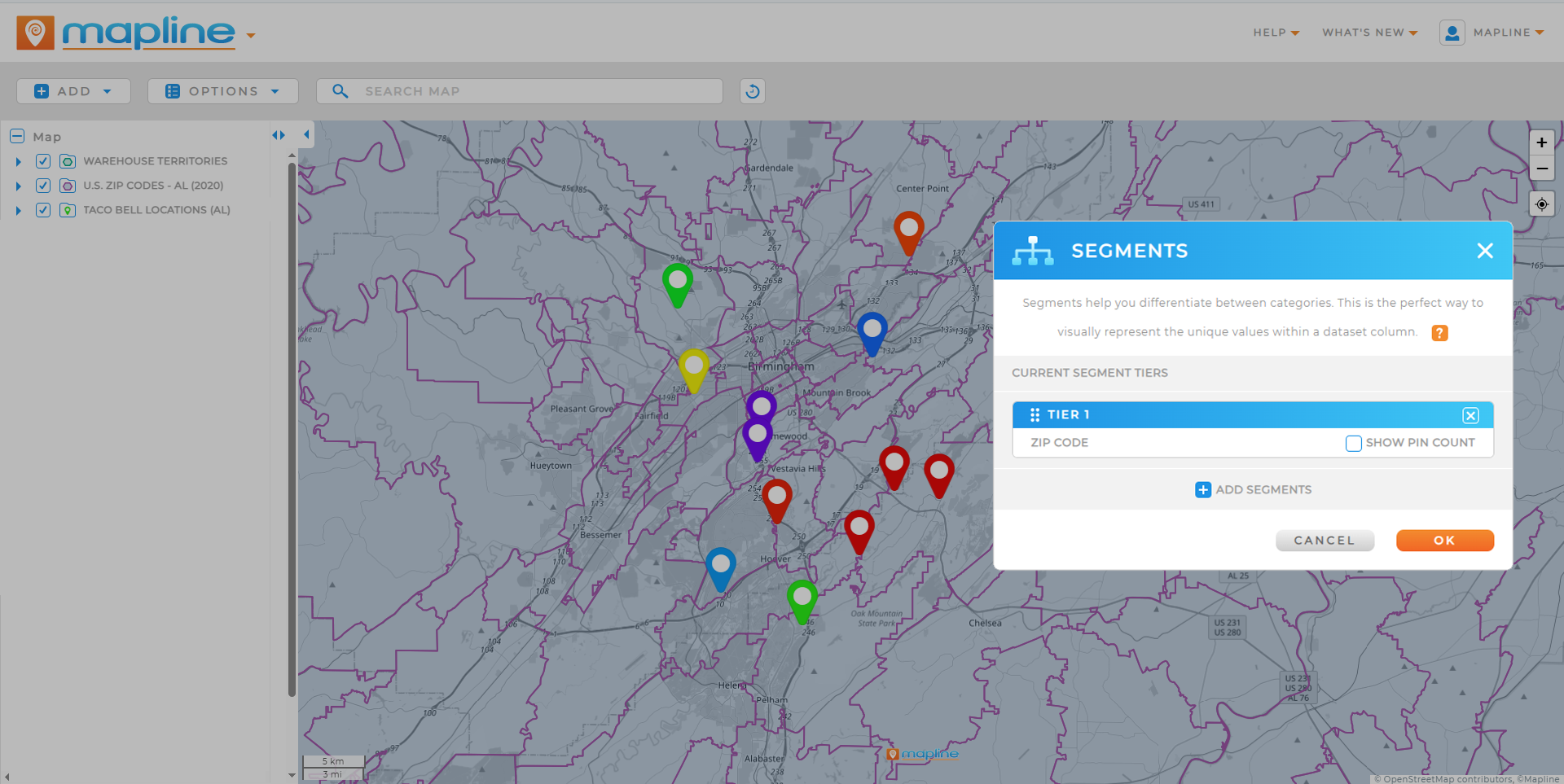 Segmenting Zip Codes and Pins