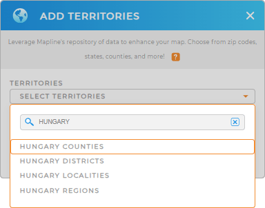 Add Hungary counties to your map in Mapline