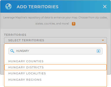 Add Hungary districts to your map in Mapline
