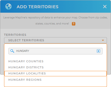 Add Hungary Localities to your map in Mapline