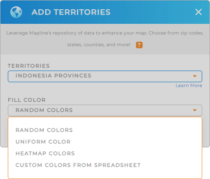 Color-code your Indonesia Provinces territory map in seconds