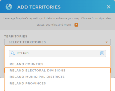 Add Ireland Electoral Divisions to your map in Mapline