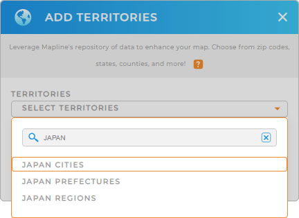 Add Japan cities to your map in Mapline