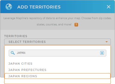 Add Japan regions to your map in Mapline