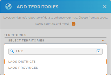 Add Laos districts to your map in Mapline