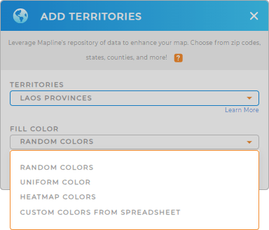 Color-code your Laos provinces territory map in seconds