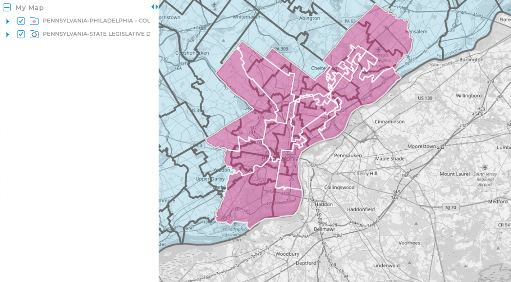 Layer multiple regional boundaries in Mapline
