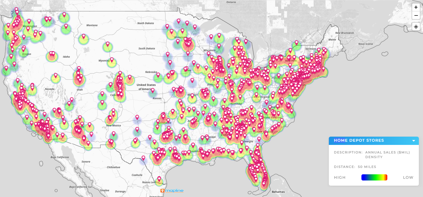 Heat Map of Annual Sales