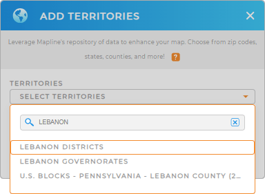 Add Lebanon districts to your map in Mapline