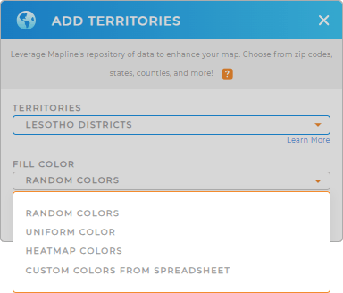 Color-code your Lesotho districts territory map in seconds