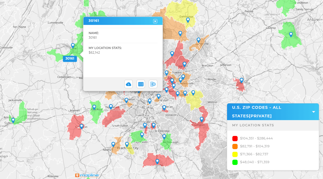 leverage your mapline zip code heat map