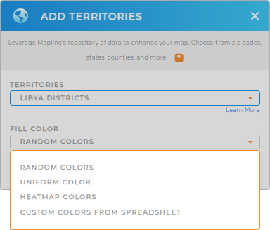 Color-code your Libya districts territory map in seconds