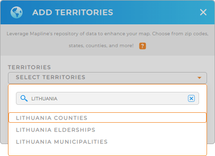 Add Lithuania counties to your map in Mapline