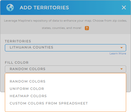 Color-code your Lithuania counties territory map in seconds
