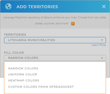 Color-code your Lithuania municipalities territory map in seconds