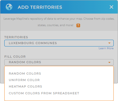 Color-code your Luxembourg communes territory map in seconds