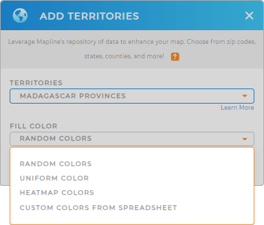 Color-code your Madagascar provinces territory map in seconds