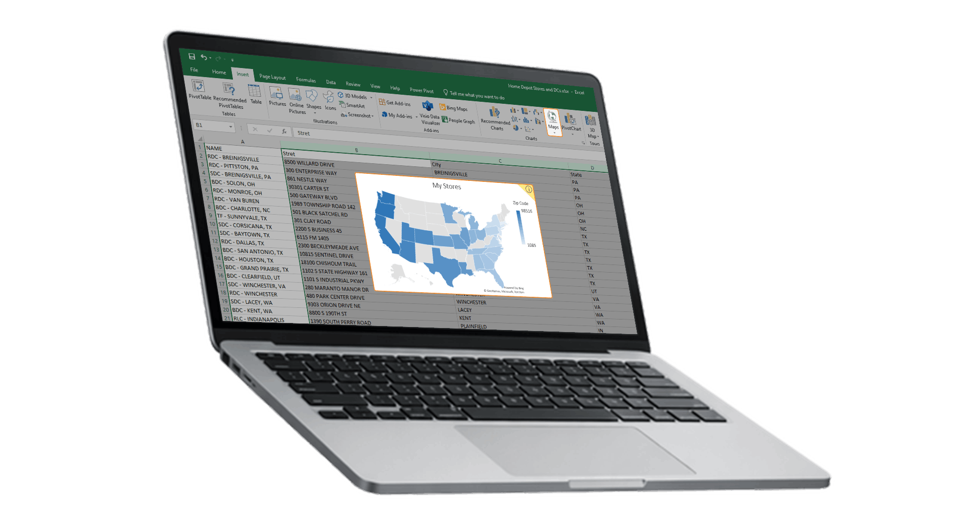 Create simple maps in Excel