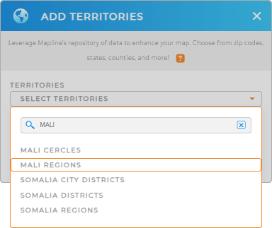 Add Mali regions to your map in Mapline