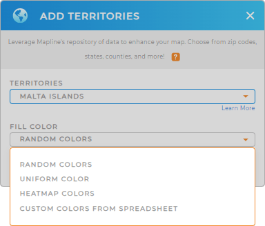 Color-code your Malta islands territory map in seconds