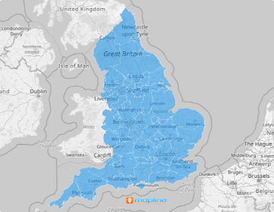 Map of England Counties
