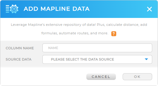Screenshot of the Mapline Data lightbox
