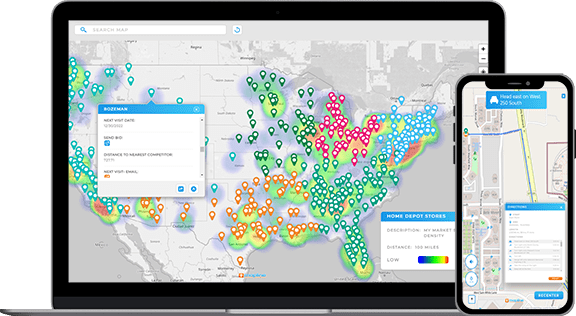 Mapline heat map and mobile navigation