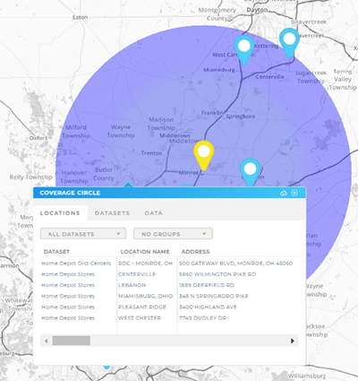 screenshot of the coverage area report in mapline