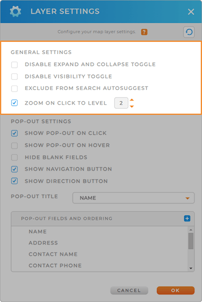 Mapline, with the General Settings section highlighted.