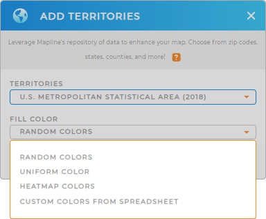 Color-code your U.S. metropolitan statistical areas territory map in seconds