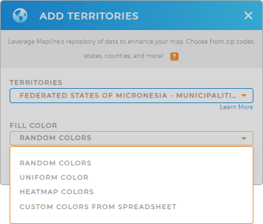 Color-code your Federated States of Micronesia Municipalities territory map in seconds