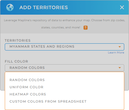Color-code your Myanmar states and regions territory map in seconds